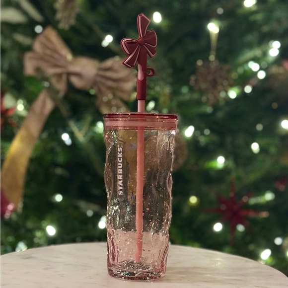 Starbucks Mottled Glass Bow Straw Topper Tumbler - Picture 2 of 2